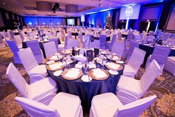 A wide shot of the CWB National Leasing gala ballroom