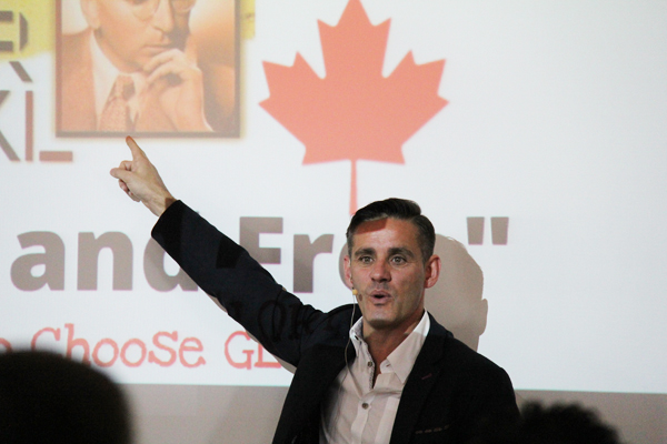 Coach John Herdman during his speech