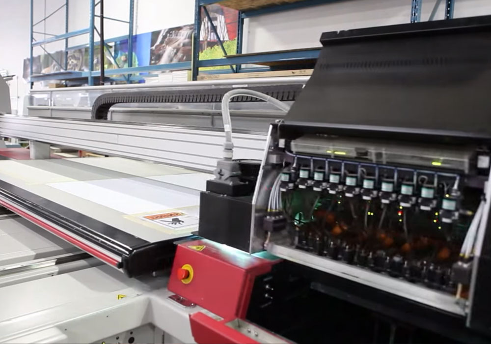 A photo of an industrial printer in action