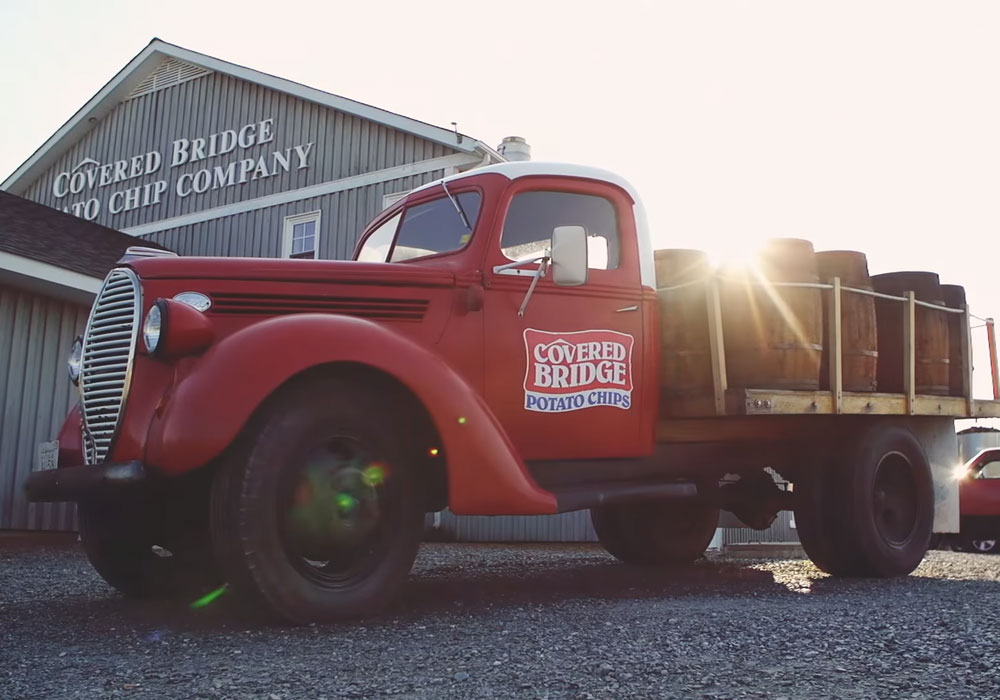 An antique Covered Bridge supply truck.