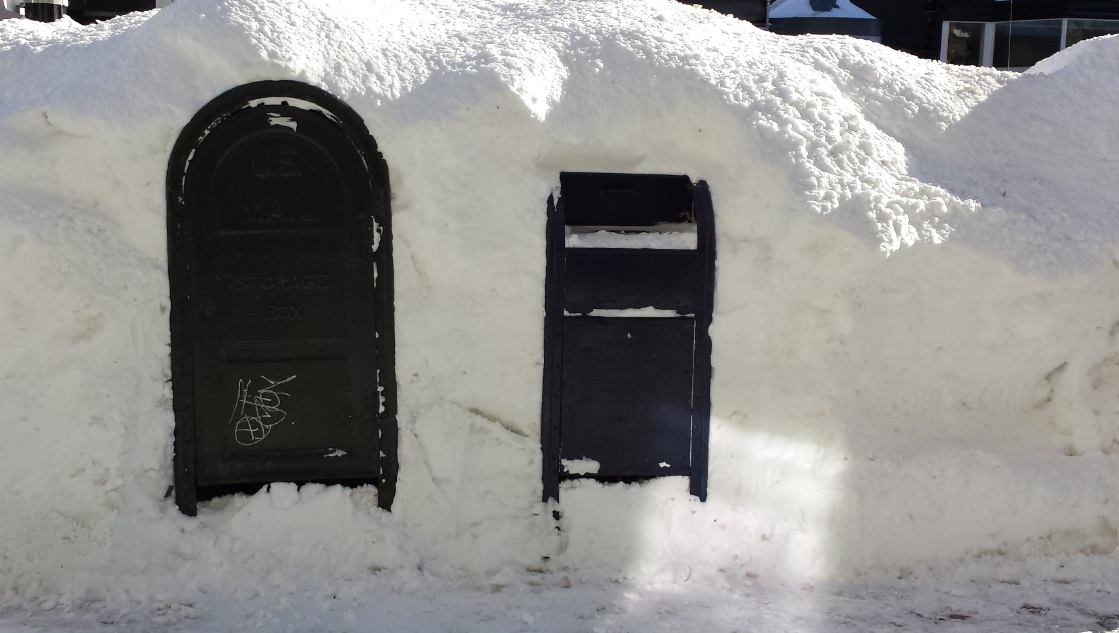 Higher-than-mailboxes snowbank