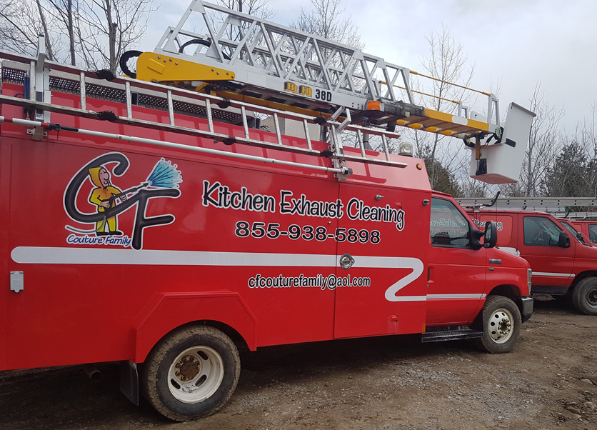 Business owner, Raymonde’s branded company truck 