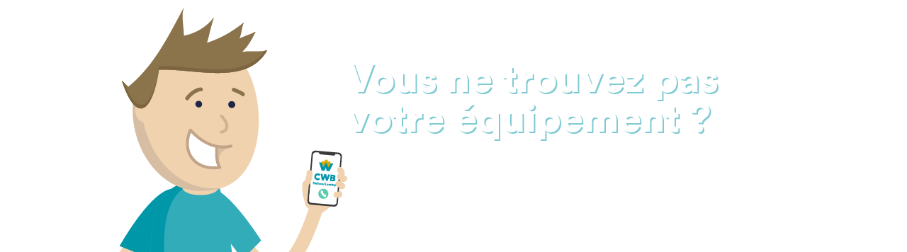 Phil, la mascotte de CWB National Leasing, tenant son cellulaire et attendant votre appel 